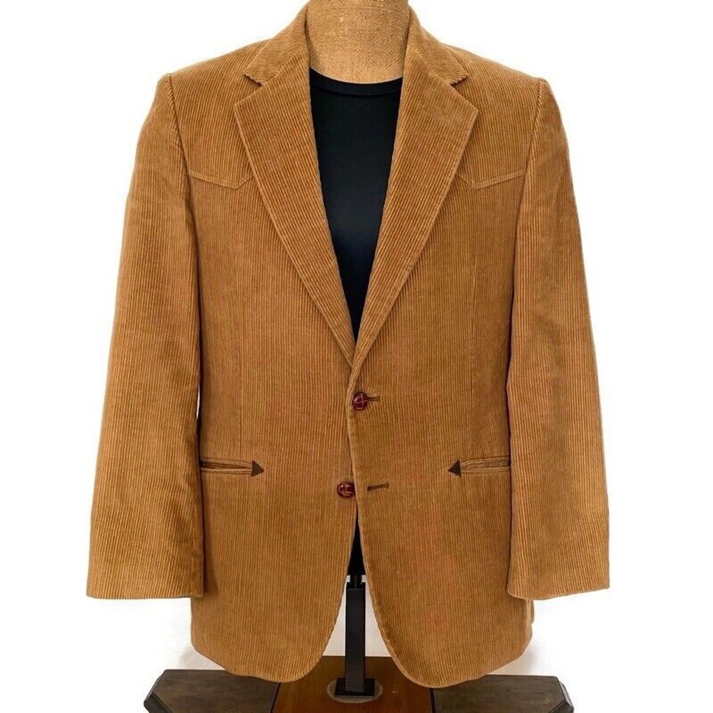Vintage Joe Namath Signature Men’s 42R Tan Corduroy Western Jacket Sport Coat